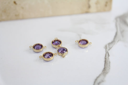 6mm CZ Amethyst Connector - 14K Gold Filled (Yellow)