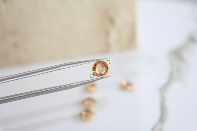 Load image into Gallery viewer, 6mm CZ Champagne Connector - 14K Gold Filled (Yellow)
