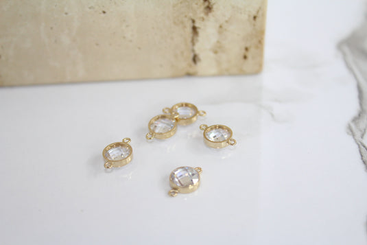 6mm CZ Crystal Connector - 14K Gold Filled (Yellow)