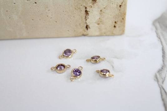 4mm CZ Light Amethyst Connector - 14K Gold Filled (Yellow)