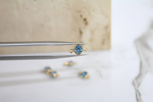 4mm CZ Cobalt Connector - 14K Gold Filled (Yellow)