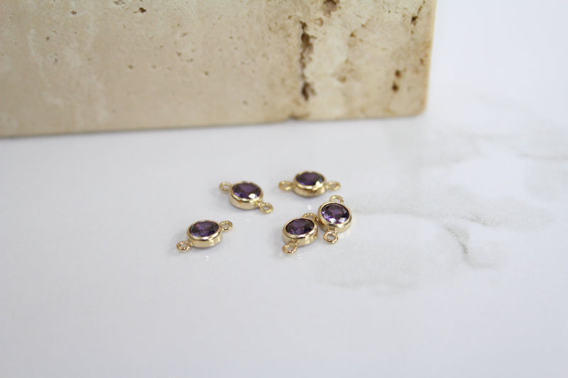 Load image into Gallery viewer, 4mm CZ Amethyst Connector - 14K Gold Filled (Yellow)
