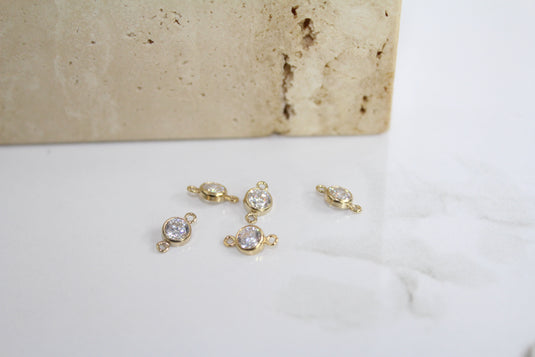 4mm CZ Crystal Connector - 14K Gold Filled (Yellow)