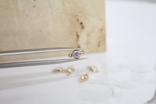 4mm CZ Crystal Connector - 14K Gold Filled (Yellow)