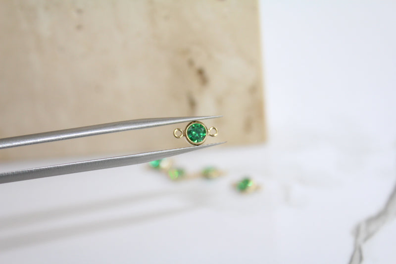 Load image into Gallery viewer, 4mm CZ Jade Connector - 14K Gold Filled (Yellow)
