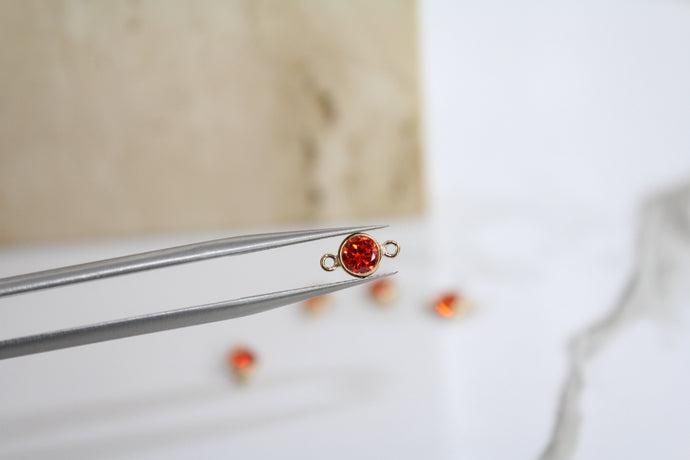 4mm CZ Garnet Connector - 14K Gold Filled (Yellow)