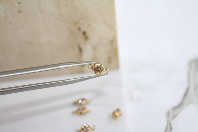 4mm CZ Champagne Connector - 14K Gold Filled (Yellow)