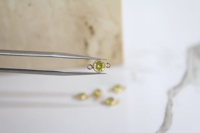 4mm CZ Sage Connector - 14K Gold Filled (Yellow)