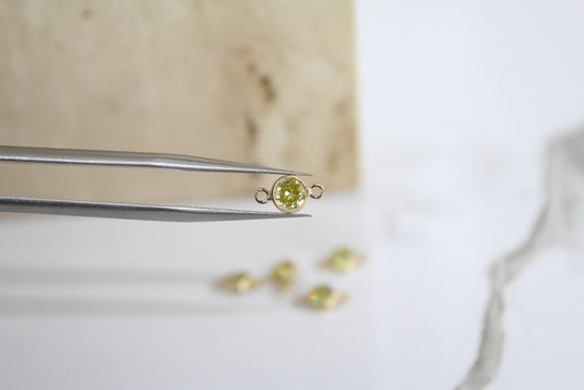 4mm CZ Sage Connector - 14K Gold Filled (Yellow)