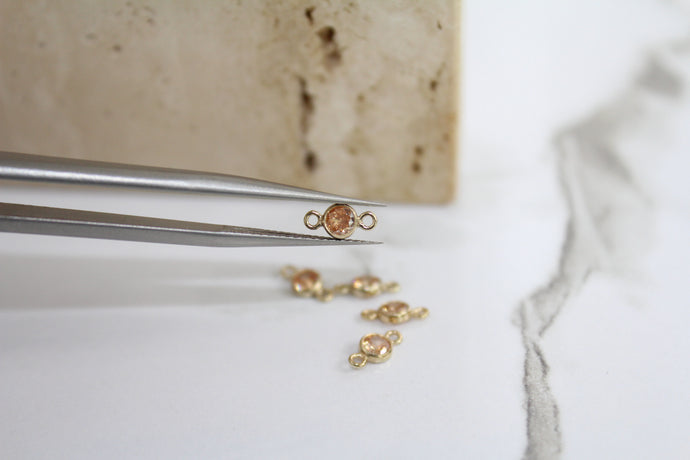 3mm CZ Champagne Connector - 14K Gold Filled (Yellow)