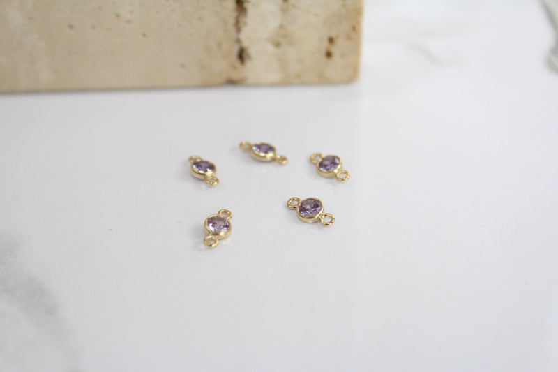 Load image into Gallery viewer, 3mm CZ Light Amethyst Connector - 14K Gold Filled (Yellow)
