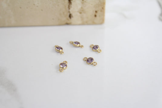 3mm CZ Light Amethyst Connector - 14K Gold Filled (Yellow)