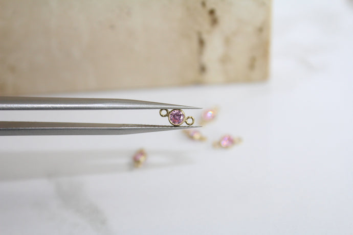 3mm CZ Carnation Connector - 14K Gold Filled (Yellow)