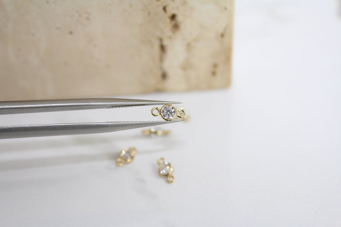 3mm CZ Crystal Connector - 14K Gold Filled (Yellow)