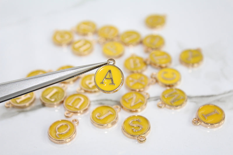 Load image into Gallery viewer, Yellow Enamel Letter Charm - Stainless Steel
