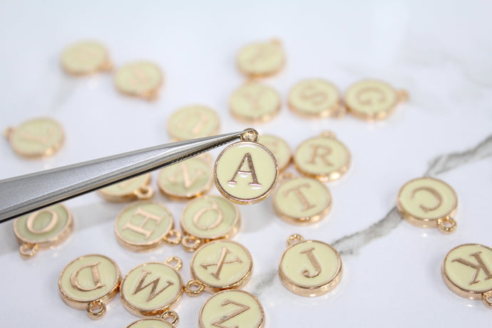 Sand Enamel Letter Charm - Stainless Steel