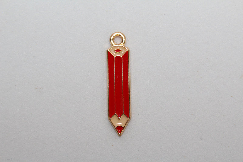 Load image into Gallery viewer, Red Pencil Charm - Gold Plated
