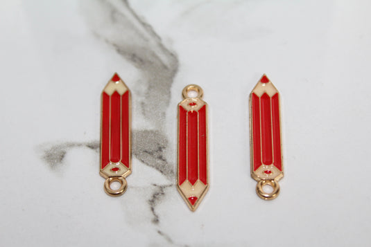 Red Pencil Charm - Gold Plated