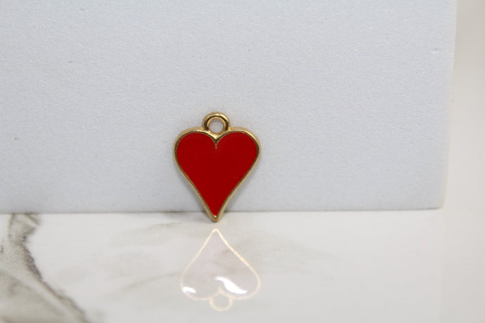 Red Heart Poker Charm - Gold Plated