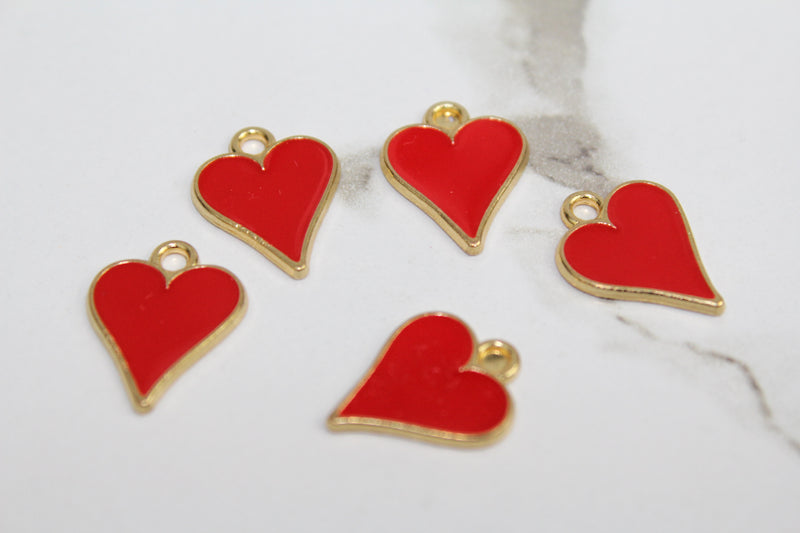 Load image into Gallery viewer, Red Heart Poker Charm - Gold Plated
