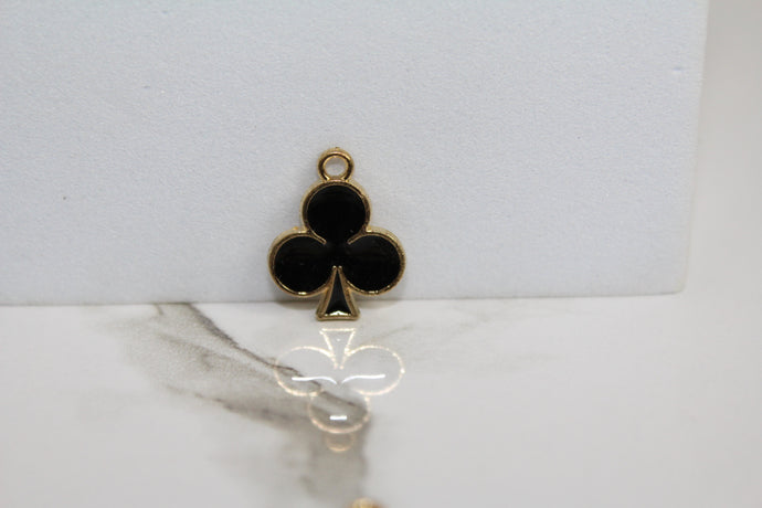 Black Clubs Poker Charm - Gold Plated