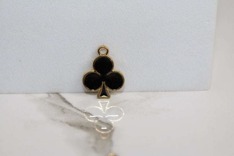 Load image into Gallery viewer, Black Clubs Poker Charm - Gold Plated
