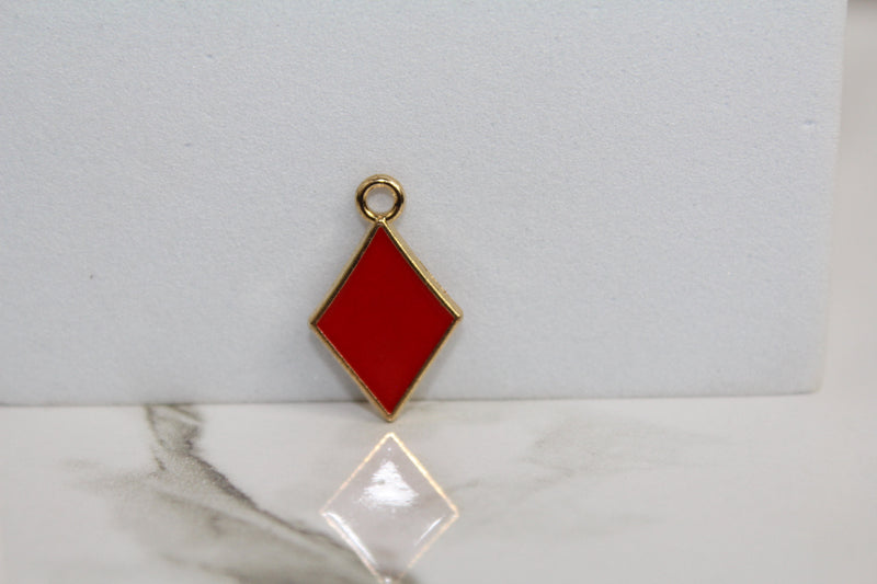 Load image into Gallery viewer, Red Diamonds Poker Charm - Gold Plated
