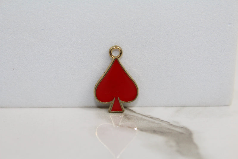 Load image into Gallery viewer, Red Spades Poker Charm - Gold Plated
