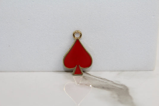 Red Spades Poker Charm - Gold Plated