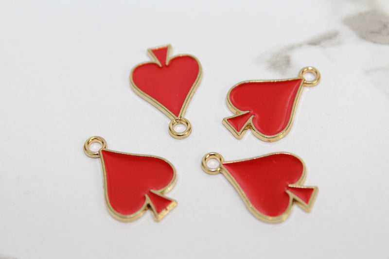 Load image into Gallery viewer, Red Spades Poker Charm - Gold Plated
