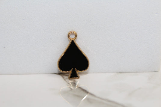 Black Spades Poker Charm - Gold Plated