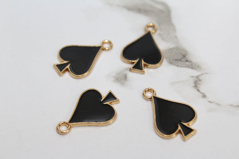 Load image into Gallery viewer, Black Spades Poker Charm - Gold Plated
