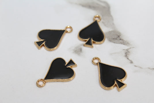 Black Spades Poker Charm - Gold Plated