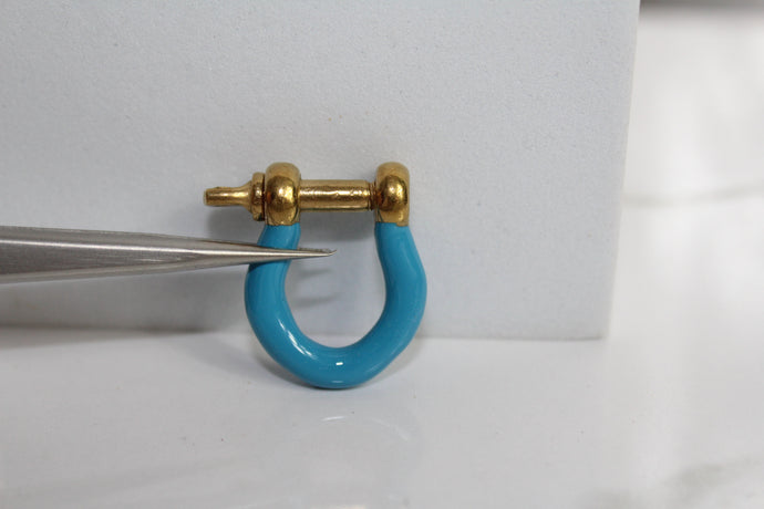 Blue Large Locking Clasp - Gold Plated