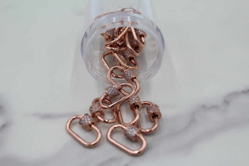 Load image into Gallery viewer, Carabiner Clasp with Screw Closure - Rose Gold
