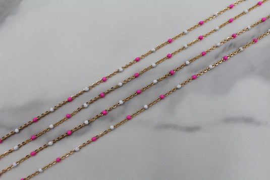 Nova - Gold Filled Enamel (Pink & White)