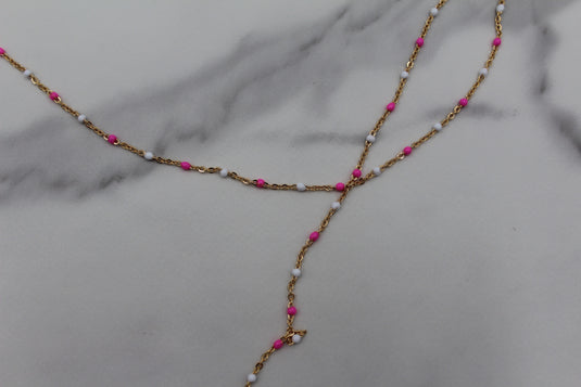 Nova - Gold Filled Enamel (Pink & White)