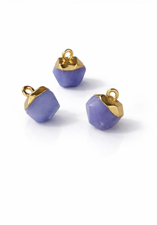Purple Gemstone Charm - Gold Plated