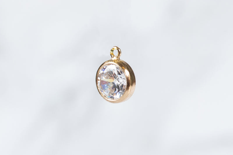 Load image into Gallery viewer, 6mm Cubic Zirconia Charm - 14K Gold Filled (Yellow)
