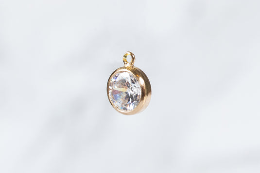 6mm Cubic Zirconia Charm - 14K Gold Filled (Yellow)