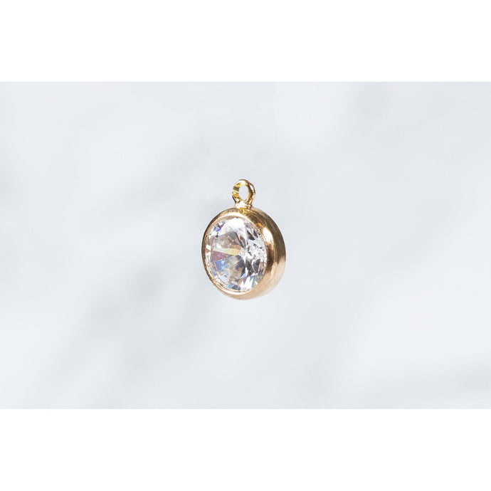 Yellow Gold  Round  Gold Filled  cubic zirconia  charm