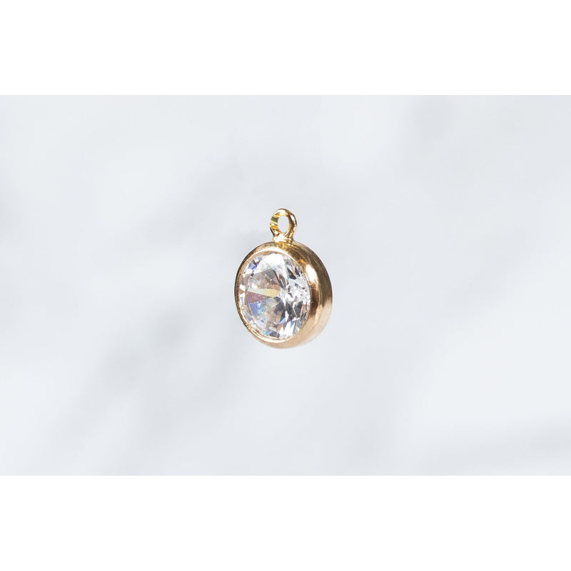 Load image into Gallery viewer, Yellow Gold  Round  Gold Filled  cubic zirconia  charm
