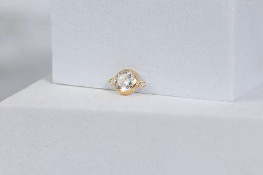 6mm Cubic Zirconia Connector - 14K Gold Filled (Yellow)