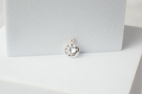 6mm Cubic Zirconia Charm - Sterling Silver