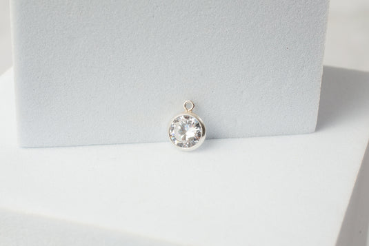 6mm Cubic Zirconia Charm - Sterling Silver