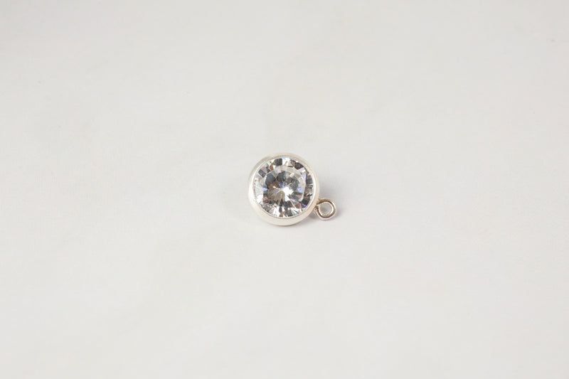 Load image into Gallery viewer, 6mm Cubic Zirconia Charm - Sterling Silver
