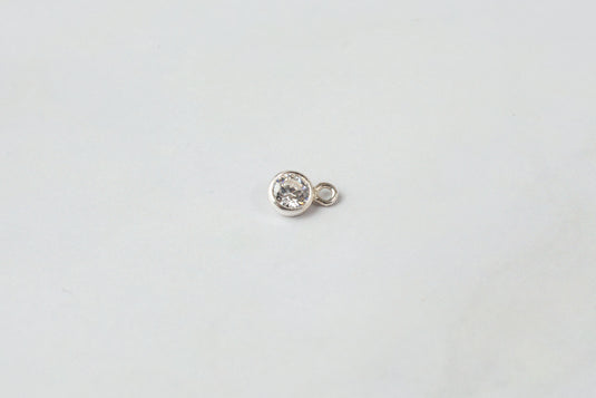 3mm Cubic Zirconia Charm - Sterling Silver