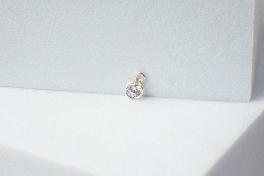 3mm Cubic Zirconia Charm - Sterling Silver