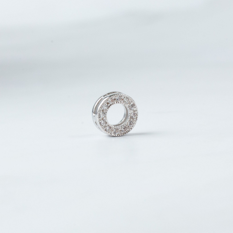 Load image into Gallery viewer, 8mm CZ Circle Connector - Sterling Silver
