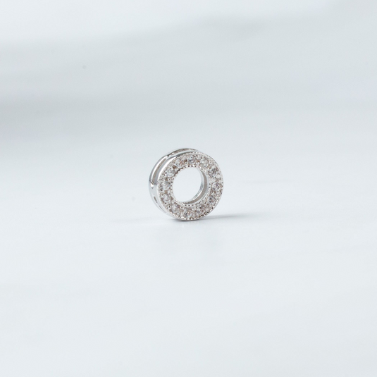 8mm CZ Circle Connector - Sterling Silver